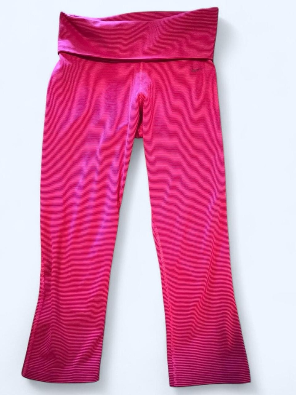 Nike Hot Pink Ribbed Fold-Over Waist Yoga Pants
